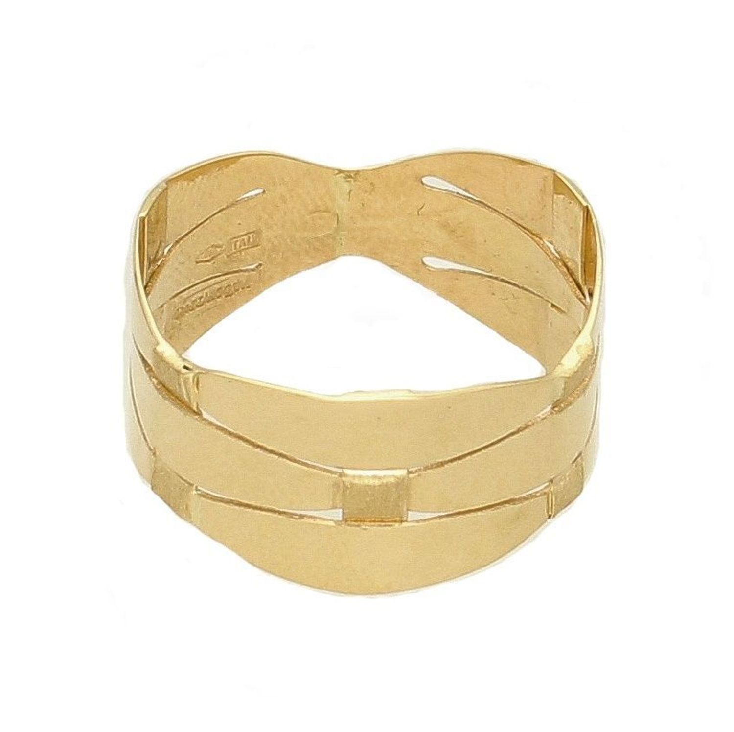 Złoty pierścionek 585 'Przeplatane kwadraciki matowe'. Złoty pierścionek. Złoty pierścionek szeroki. Złoty pierścionek z ozdobnymi kwadracikami. Złoty pierścionek obrączka. Złoty pierścionek dla ka�.jpg